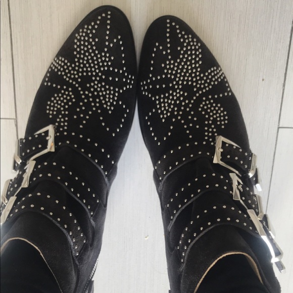Chloe Suzanna boots silver hardware black suede - Picture 2 of 6